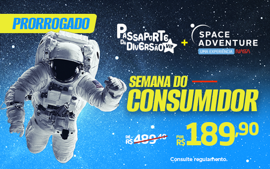 Passaporte da Diversão + Space Adventure incluindo todas as atrações do básico mais o Space Adventure